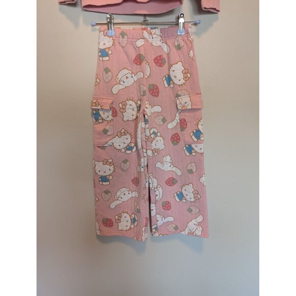 Hello Kitty Kids 2-Piece Pink Cartoon Print Size 6 By Sanrio strawberries Cinnam - Picture 2 of 8
